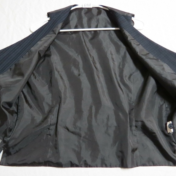 Sz S Blue/Black Plaid Mens Polyester #63H Suit Vest - Picture 7 of 8